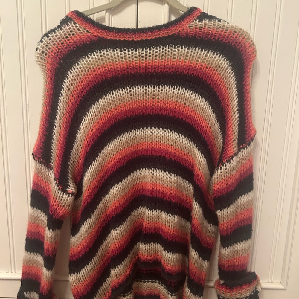 Forever 21 Black, Red, and Cream Striped Sweater